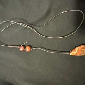 Brown Stone Pendant and multicolor sea pearl Necklace